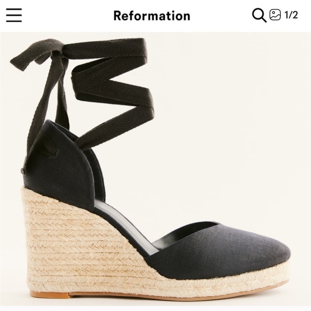 Reformation Black Lace-Up Espadrilles